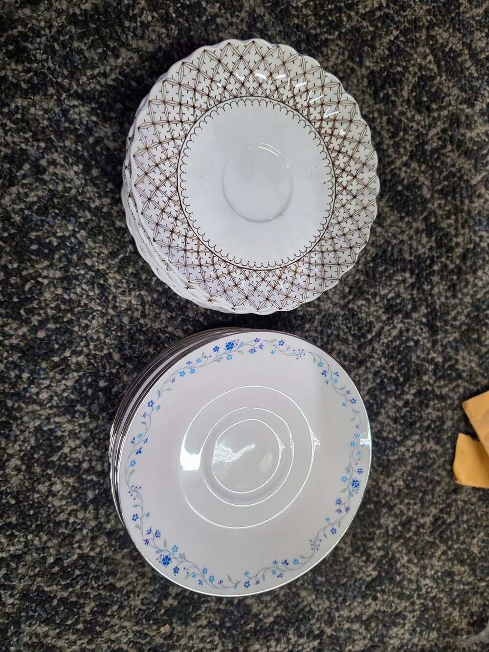 6 Royal Staffordshire Saucer Set 8 Brown Lattice Pattern